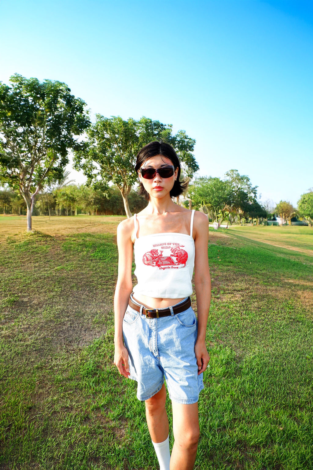 ‘Singerie Feast’ knit tank top