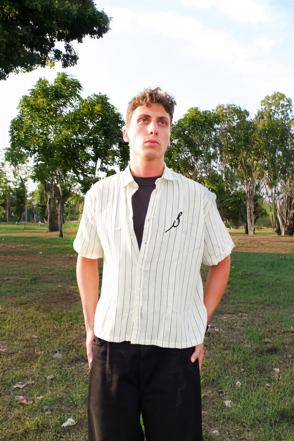 The ‘Icy Intentions’ Striped Linen Shirt