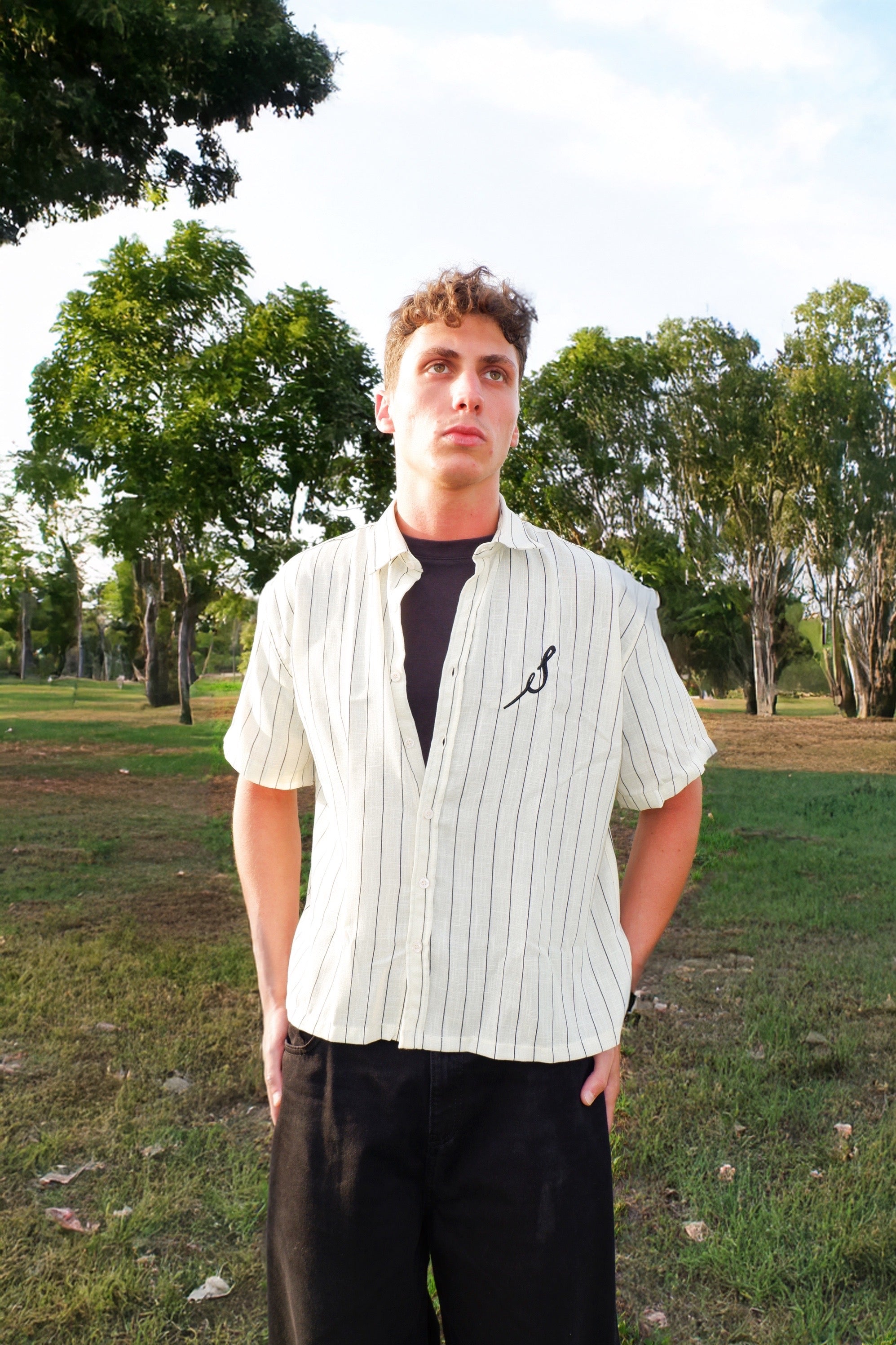 The ‘Icy Intentions’ Striped Linen Shirt